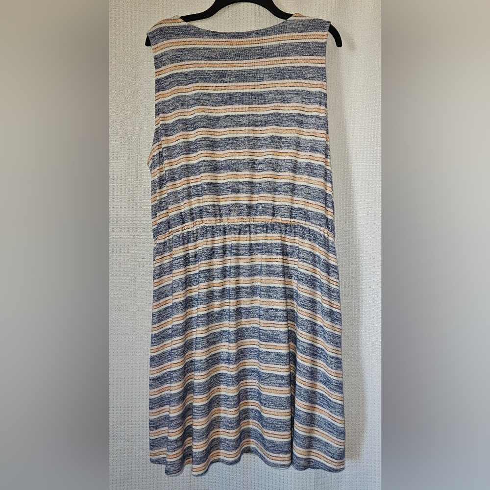 Market & Spruce Stitch Fix blue white & peach striped dress sleeveless - Picture 7 of 7